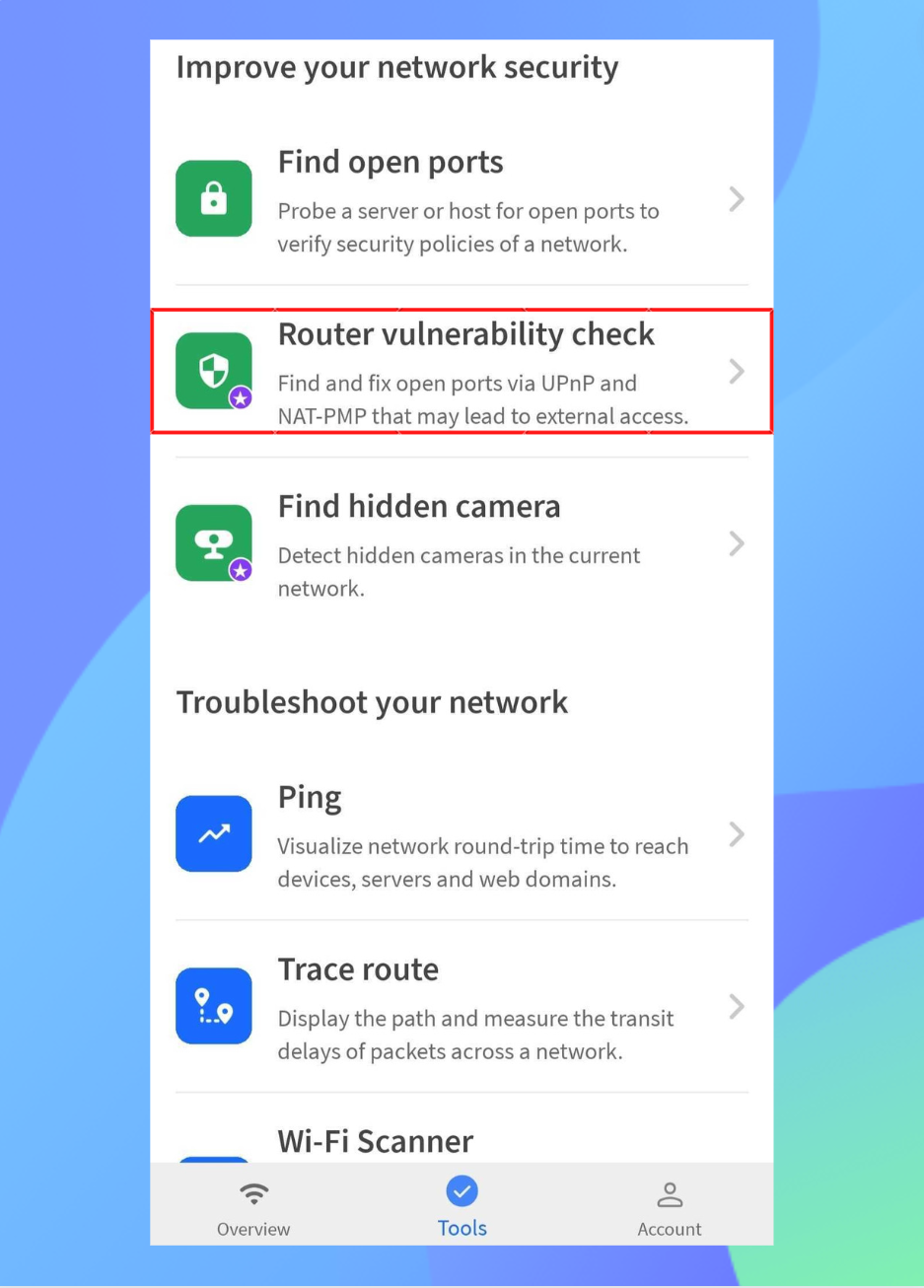 Router Vulnerability Check – Fing